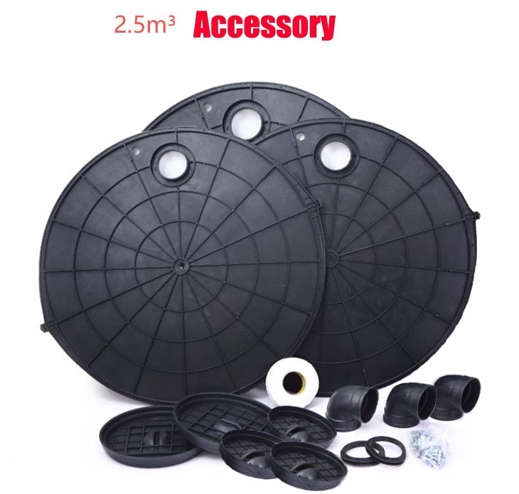 2500L septic tank accessory kit — lids, seals, fittings and elbows