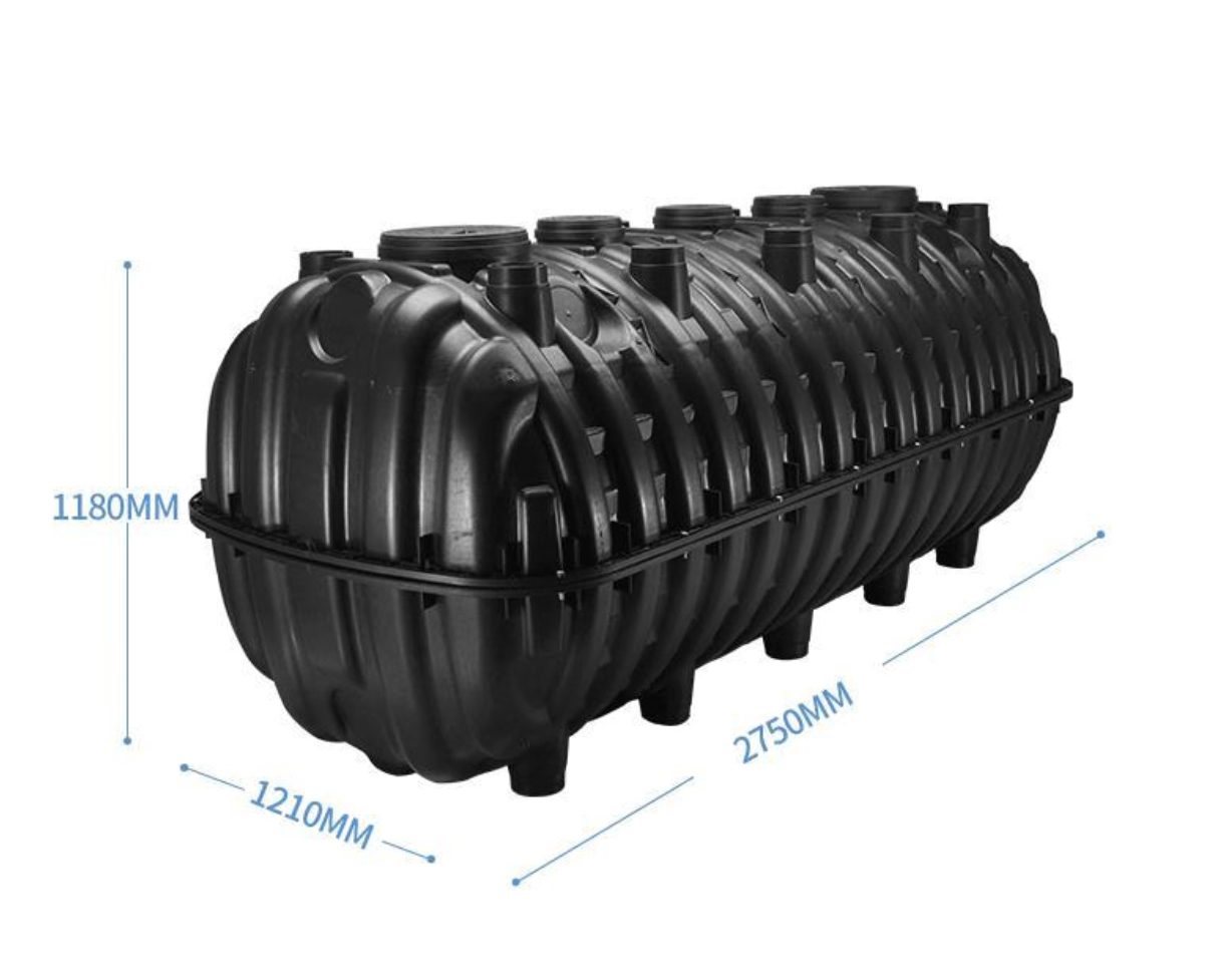 Bush Billabongs 2500L septic tank dimensions: 2750mm length × 1210mm width × 1180mm height